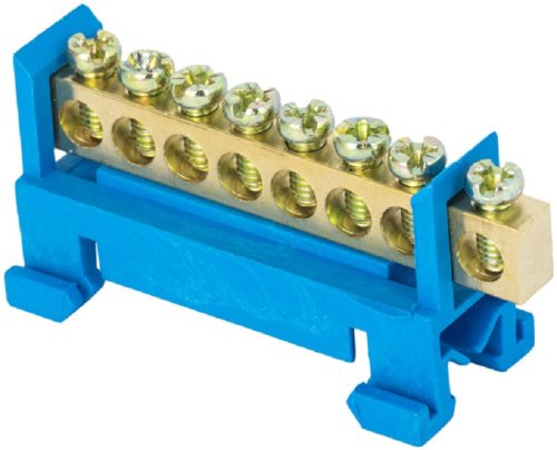 Шина неизолированная тип "Стойка" EKF PROxima N "ноль" ШНИ-6х9-8-КС-С 8 групп синий картинка 